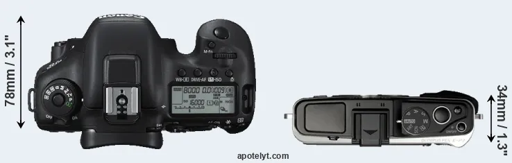 Compare 7D Mark II versus E-P3 top