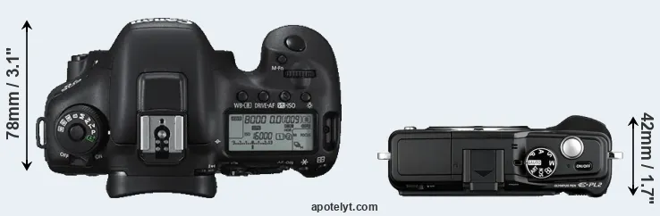 Compare 7D Mark II versus E-PL2 top