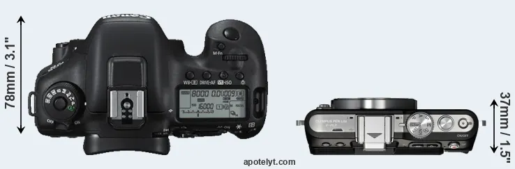 Compare 7D Mark II versus E-PL3 top