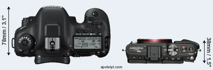 Compare 7D Mark II versus E-PL6 top