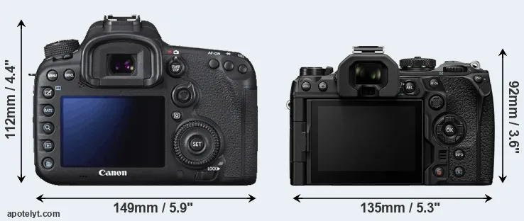 Comparison 7D Mark II or OM-1 II rear