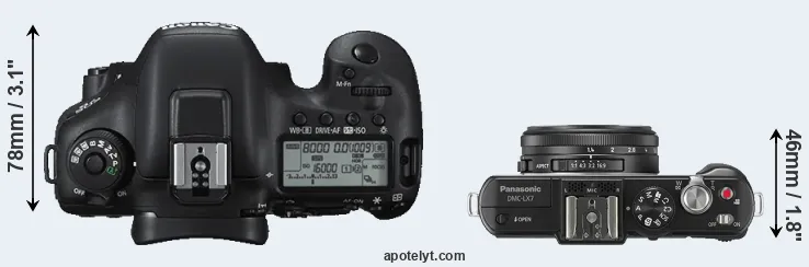Compare 7D Mark II versus LX7 top
