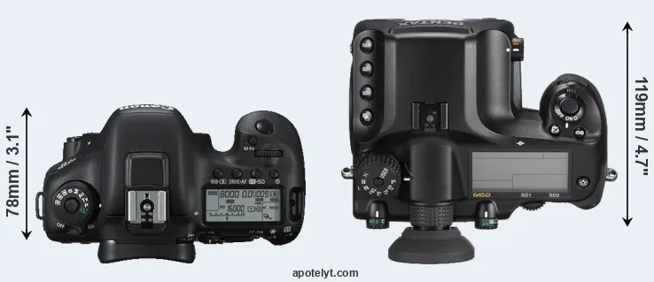 Compare 7D Mark II versus 645D top