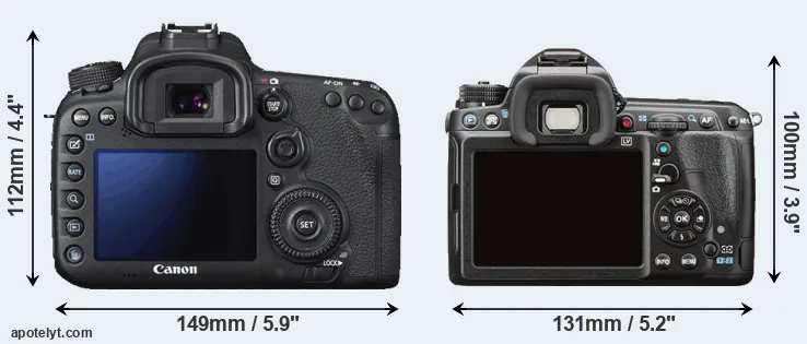 Comparison 7D Mark II or K-3 II rear