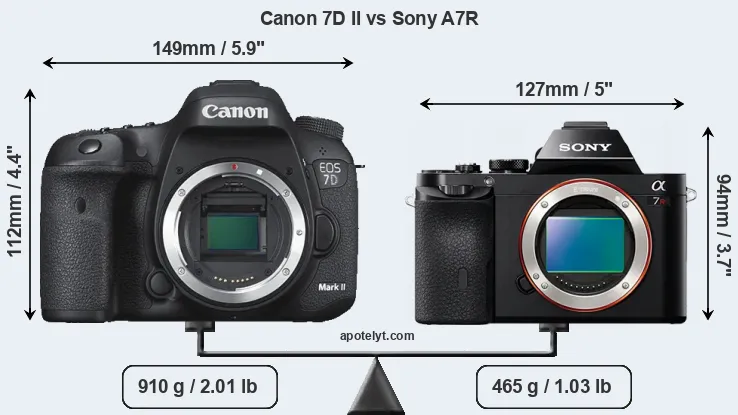 Size Canon 7D II vs Sony A7R
