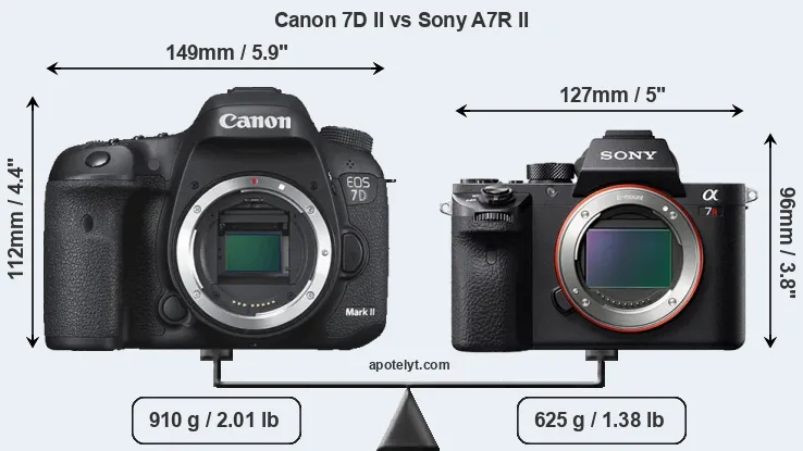 Size Canon 7D II vs Sony A7R II