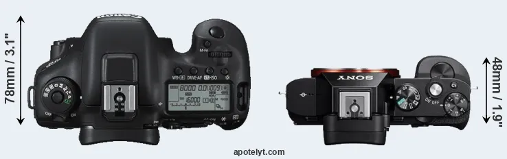 Compare 7D Mark II versus A7R top