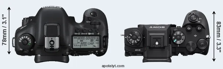 Compare 7D Mark II versus A9 III top