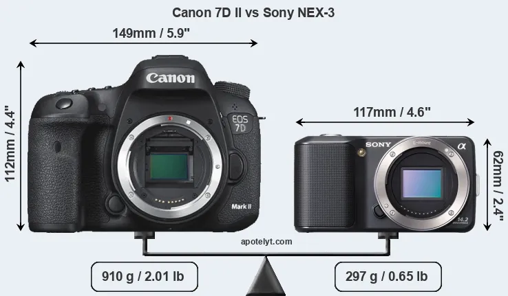 Size Canon 7D II vs Sony NEX-3