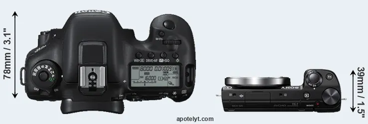 Compare 7D Mark II versus NEX-5R top