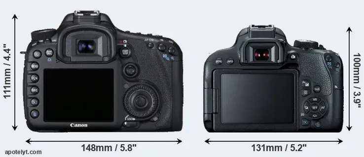 Comparison 7D or 800D rear