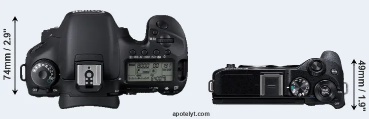 Compare 7D versus M6 Mark II top