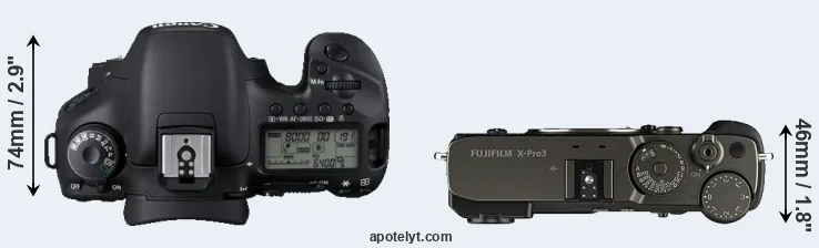 Compare 7D versus X-Pro3 top