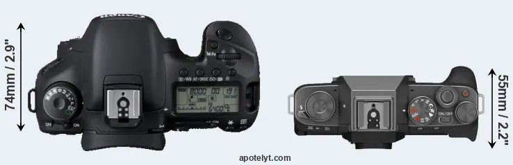 Compare 7D versus X-T200 top
