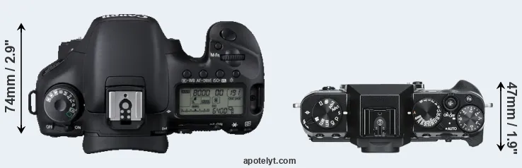 Compare 7D versus X-T30 top