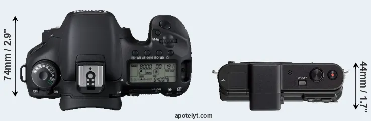 Compare 7D versus V1 top