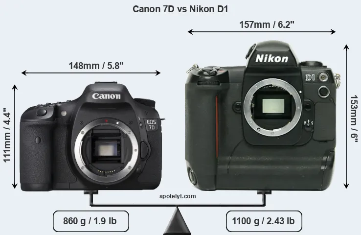 Size Canon 7D vs Nikon D1