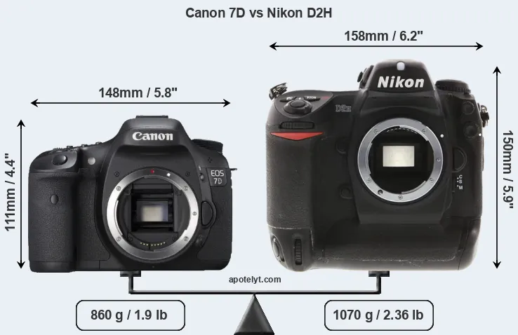 Size Canon 7D vs Nikon D2H