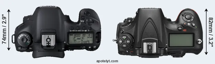 Compare 7D versus D810 top