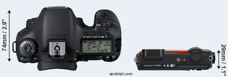 Compare 7D versus W300 top