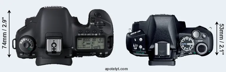 Compare 7D versus E-410 top