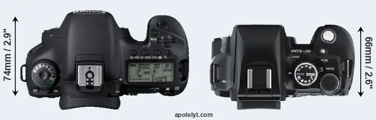 Compare 7D versus E-500 top