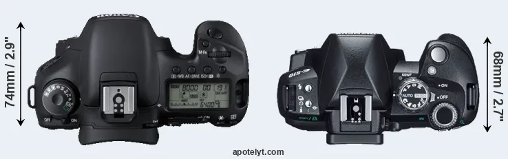 Compare 7D versus E-510 top