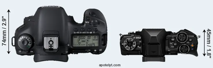 Compare 7D versus E-M5 II top