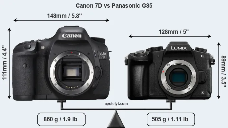 Size Canon 7D vs Panasonic G85