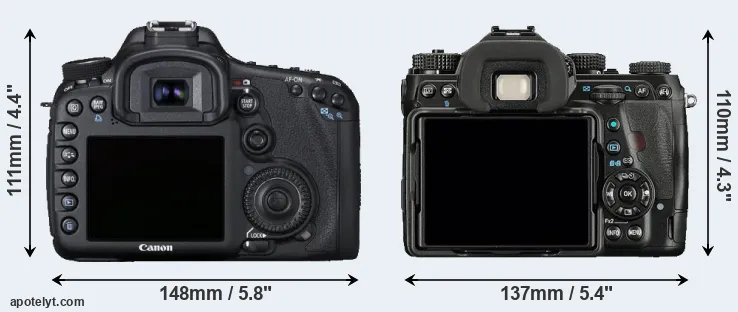 Comparison 7D or K-1 rear