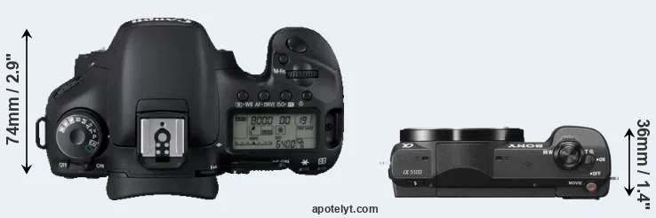 Compare 7D versus A5100 top