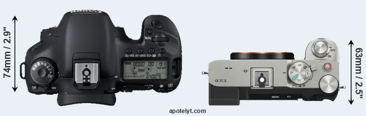 Compare 7D versus A7C II top