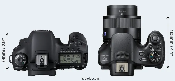 Compare 7D versus HX400V top