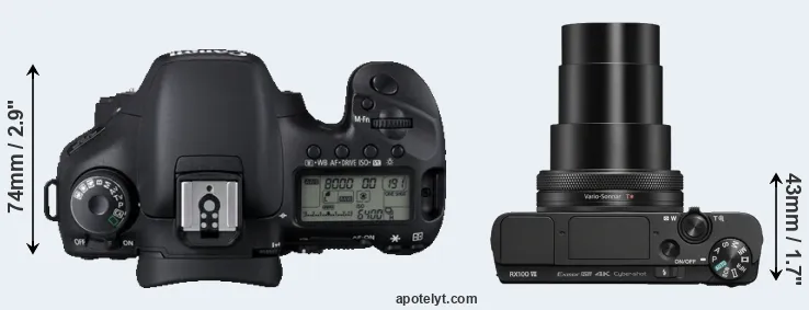 Compare 7D versus RX100 VII top