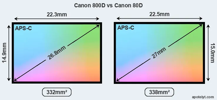 Canon 800D and Canon 80D sensor measures