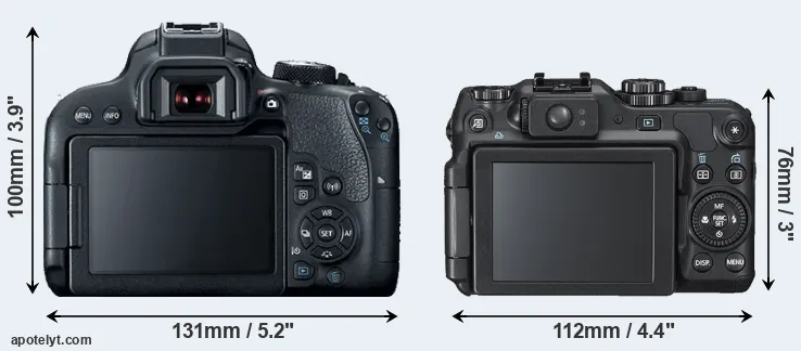 Comparison 800D or G12 rear