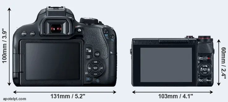 Comparison 800D or G7X rear