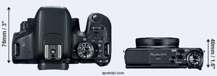 Compare 800D versus G7X top