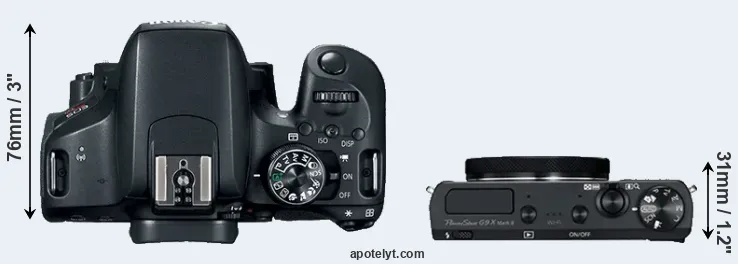 Compare 800D versus G9X Mark II top