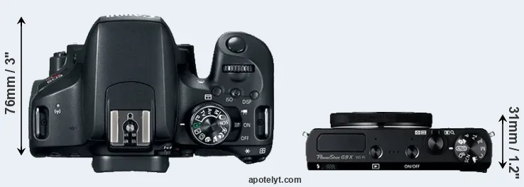 Compare 800D versus G9X top