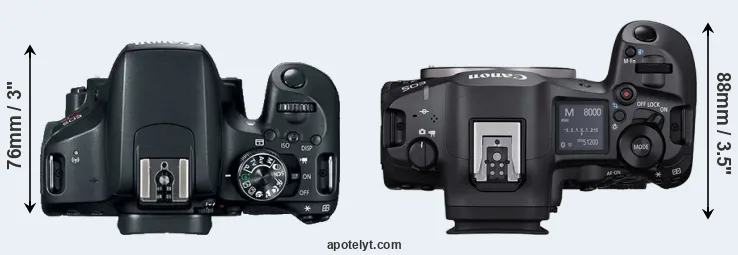 Compare 800D versus R5 Mark II top