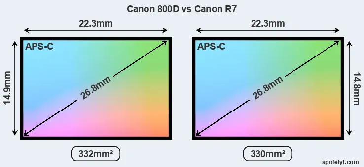 Canon 800D and Canon R7 sensor measures