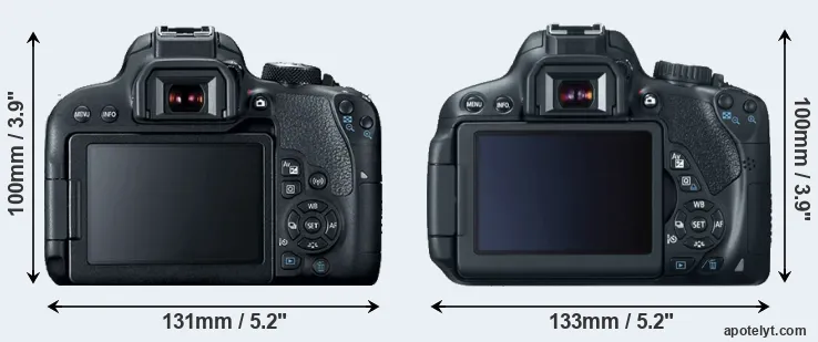 Comparison 800D or T4i rear