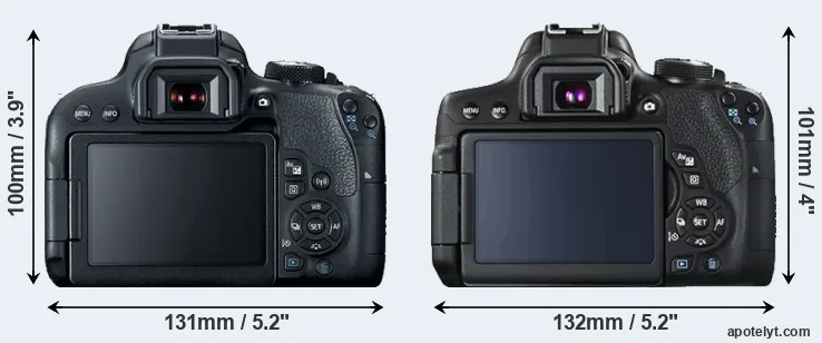 Comparison 800D or T6i rear