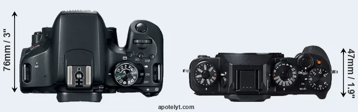 Compare 800D versus X-T1 top