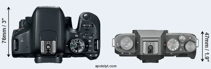 Compare 800D versus X-T100 top