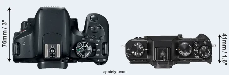 Compare 800D versus X-T20 top
