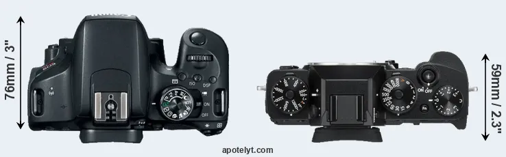 Compare 800D versus X-T3 top