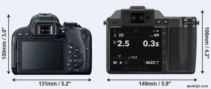 Comparison 800D or X2D 100C rear