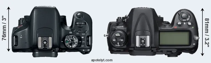 Compare 800D versus D300S top